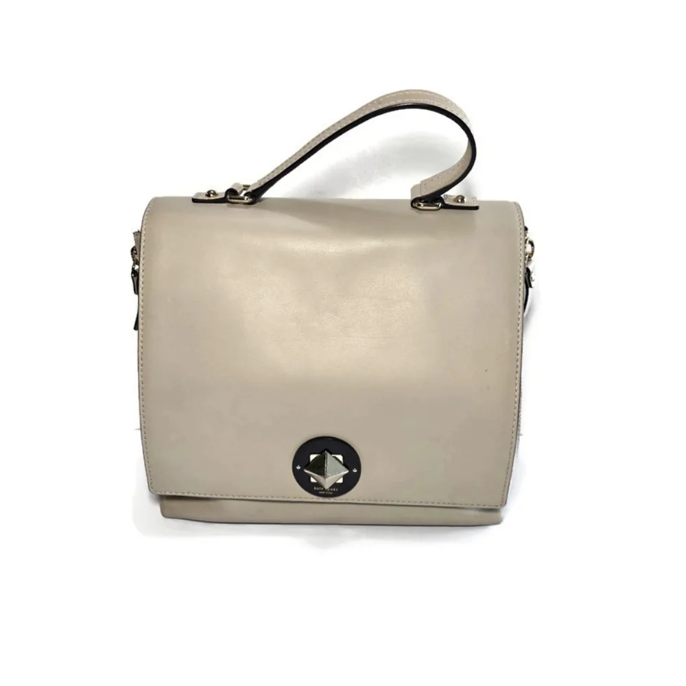 Kate Spade Varick Street Abbie Satchel Shoulder Bag Taupe/Black Convertible